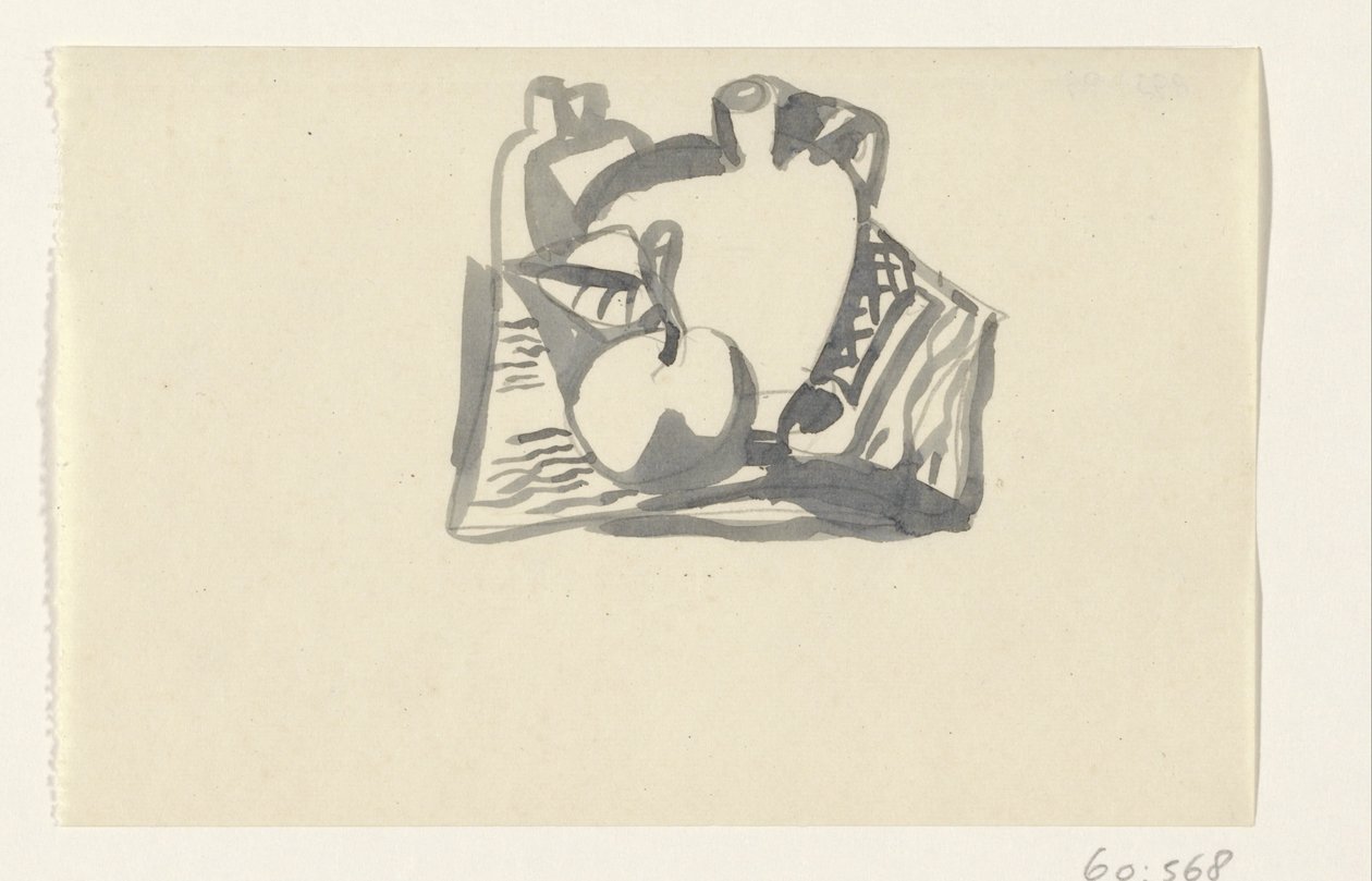 Stilleben med eple og mugge av Leo Gestel