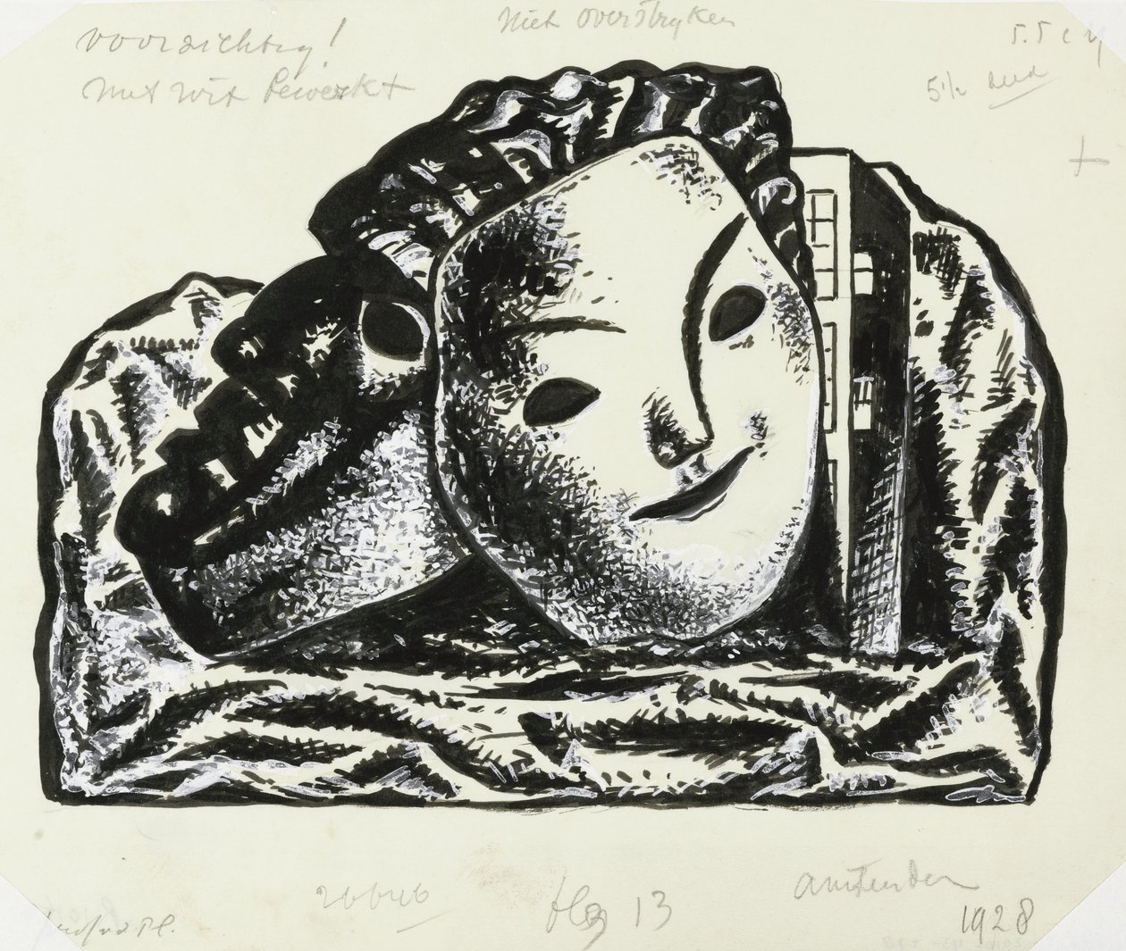To masker for bygning og bergarter (skisse) av Leo Gestel