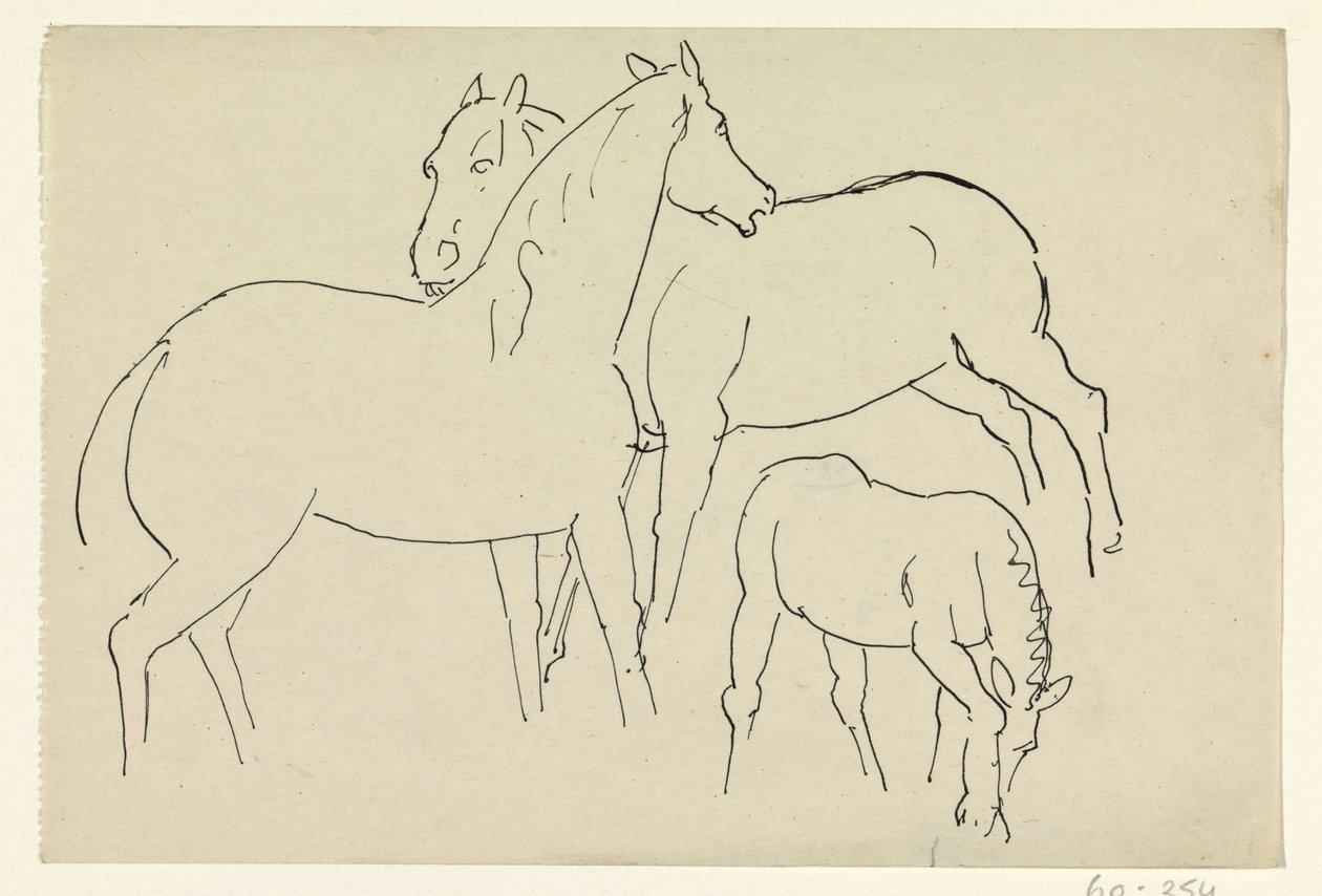 To hester og et føll av Leo Gestel