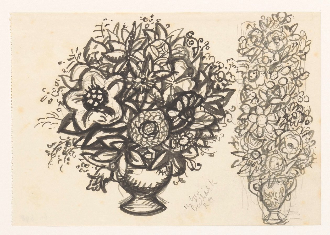 To vaser med blomster av Leo Gestel