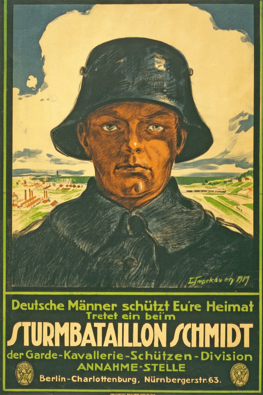 Stormbataljon Schmidt; Tyske menn øser hjemlandet ditt! Gå inn i ... puben. Berlin, 1917 av Leo Impekoven