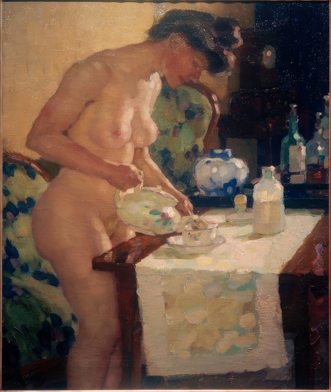 Modell ved tebordet av Leo Putz