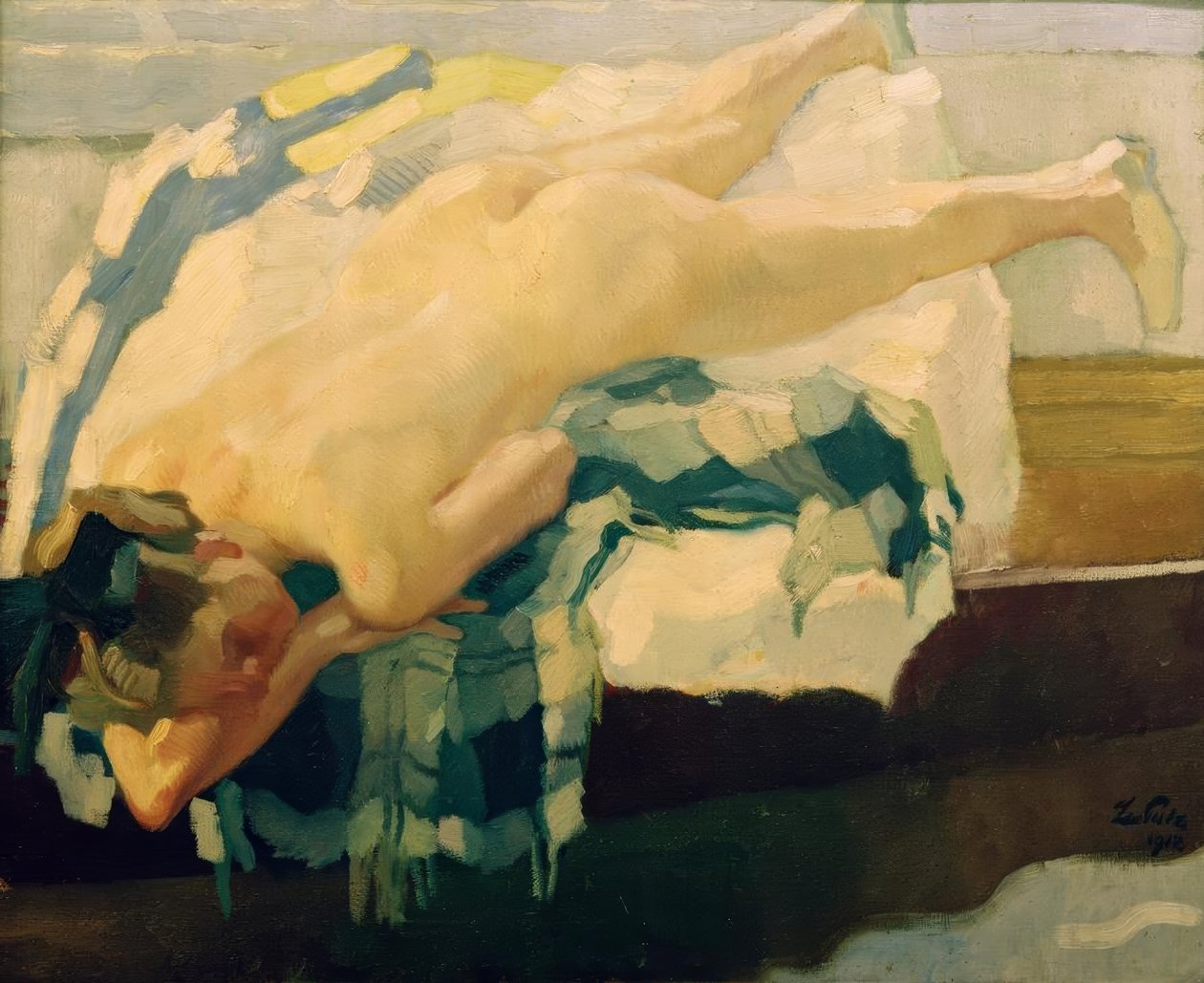 Naken kvinne i båten av Leo Putz