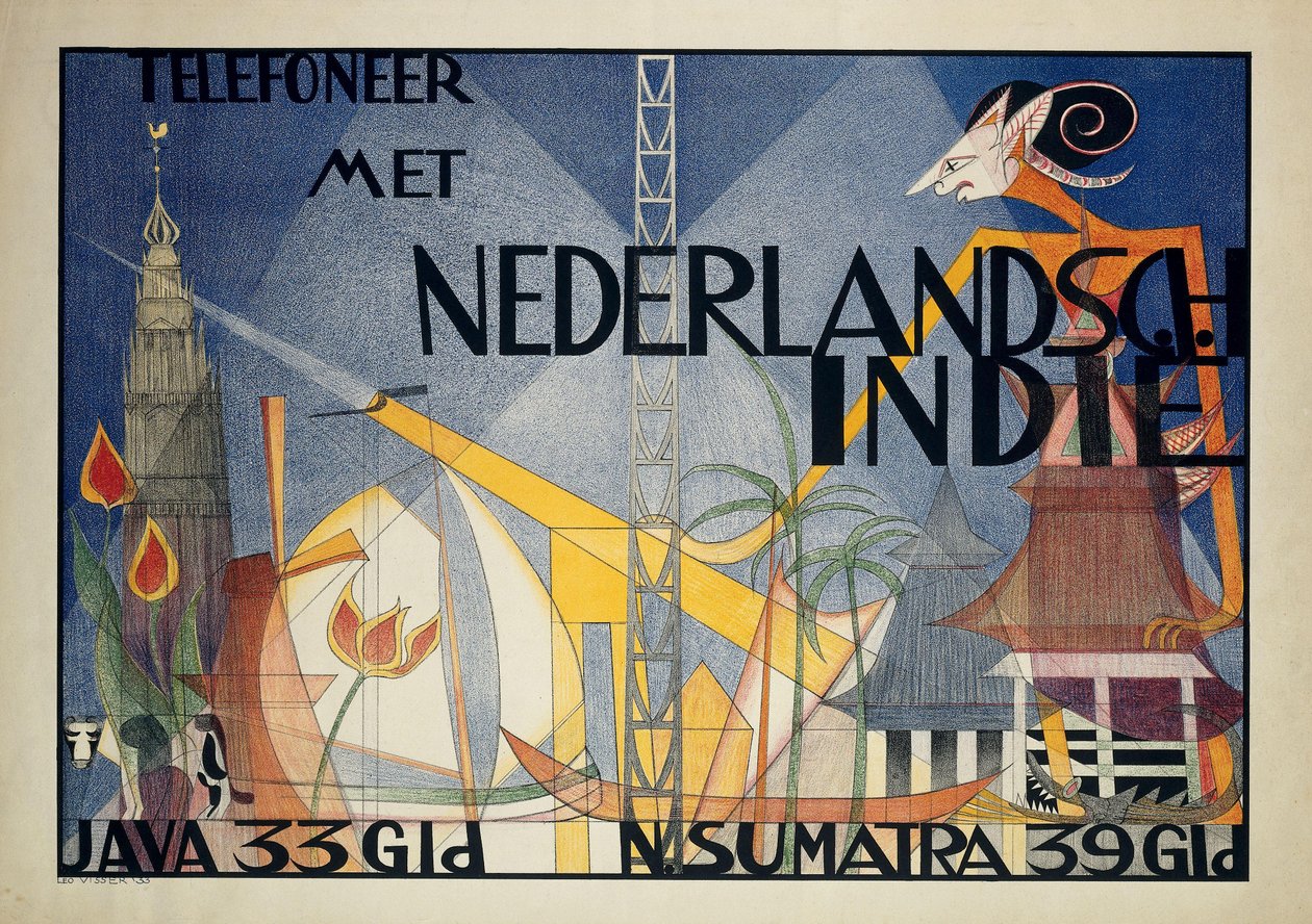 Plakattelefon med Nederlandsk Øst-India Ring nederlandsk Øst-India (...) (tittel på objekt) av Leo Visser