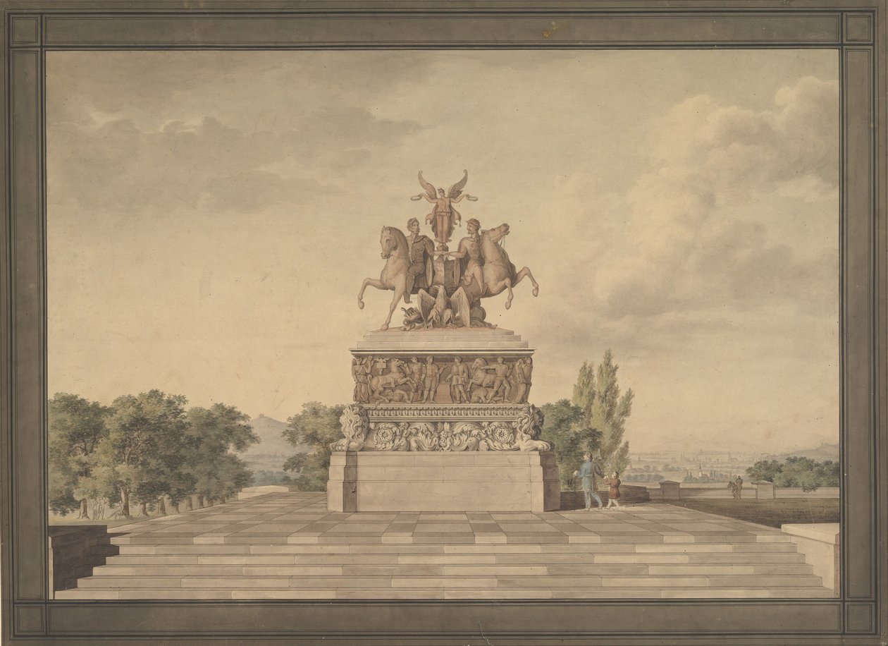 Design for et monument over seieren av Waterloo recto..., 1815. av Leo von Klenze