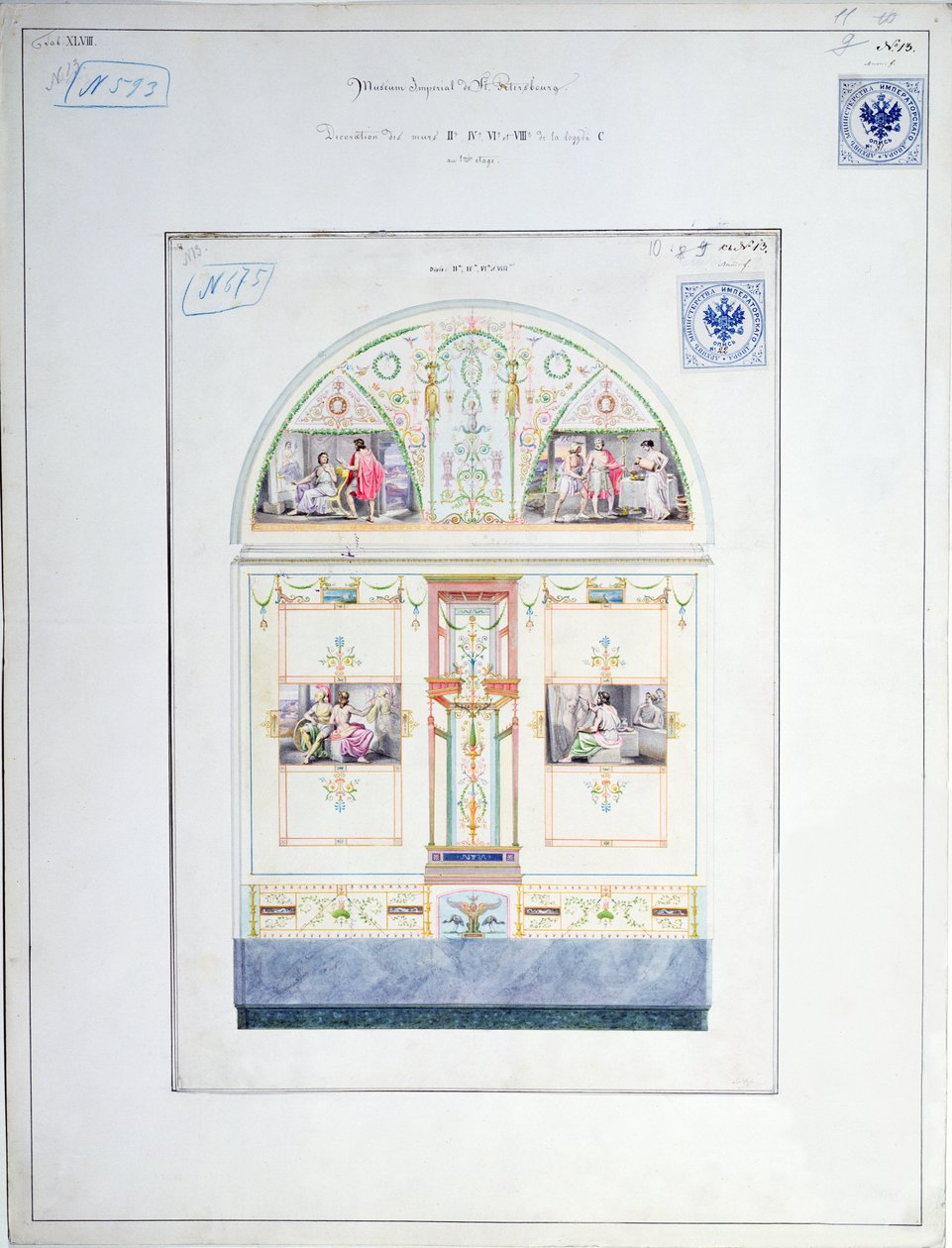 Veggmaleri for Eremitasjen, St. Petersburg, ca. 1840 av Leo von Klenze