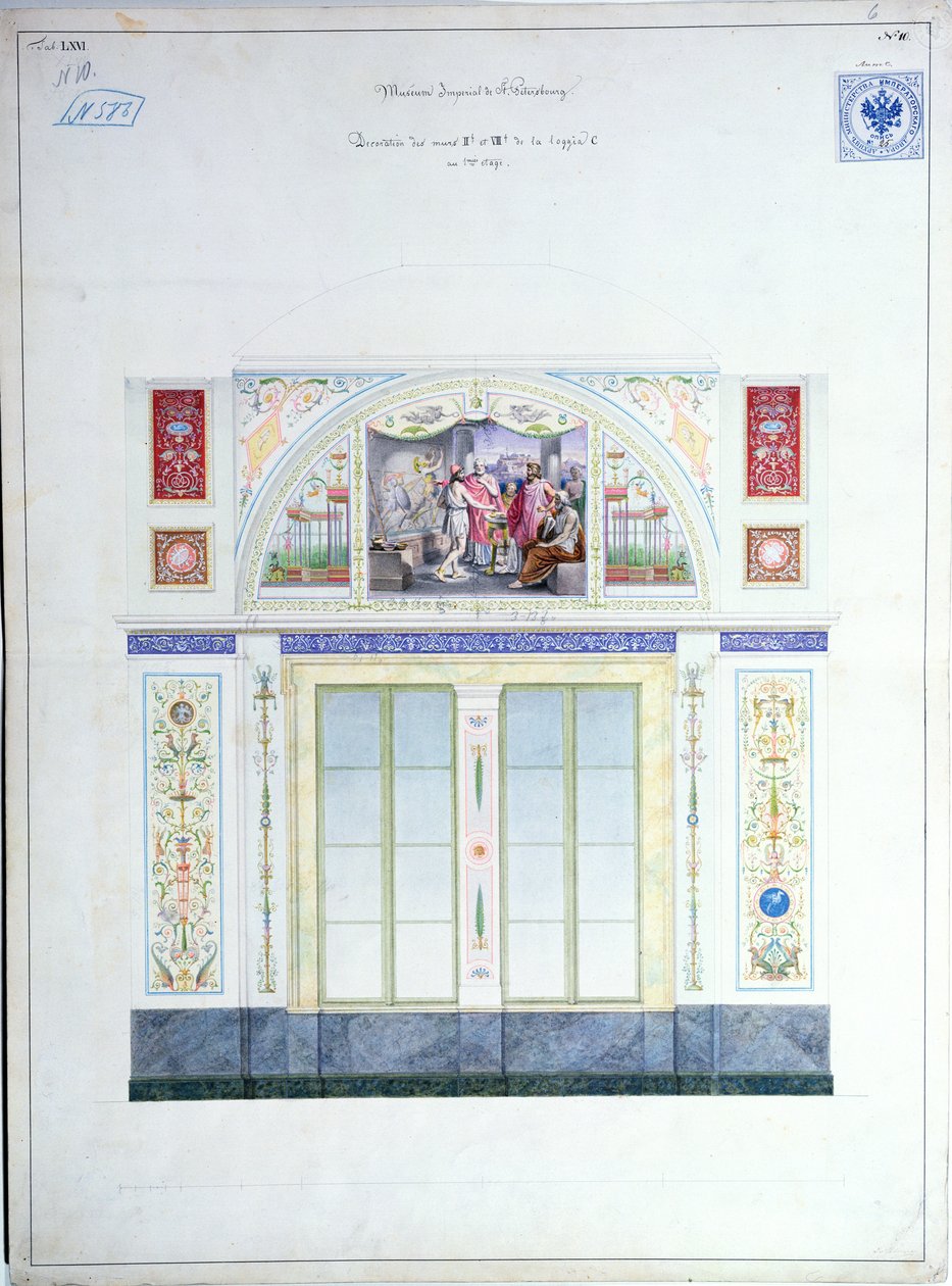 Veggmaleri for Eremitasjen, St. Petersburg, ca. 1840 av Leo von Klenze