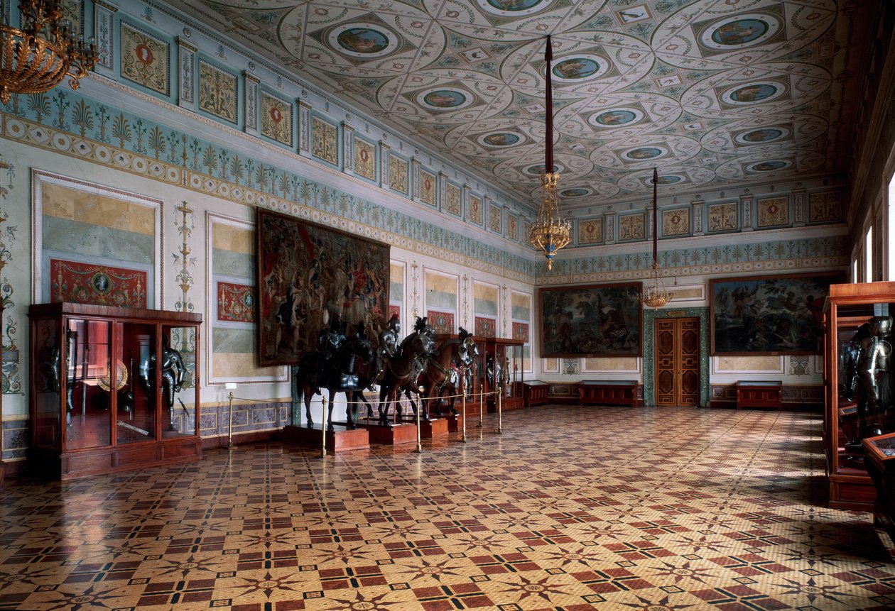 The Knight Hall Arsenal of the Hermitage i Saint Petersburg, c1800-tallet av Leo von Klenze