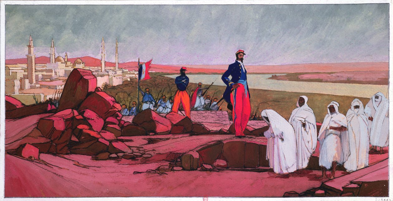 Louis Faidherbe (1818-1889) satte Medina (Mali) fri, ca. 1910-20 av Georges de Feure