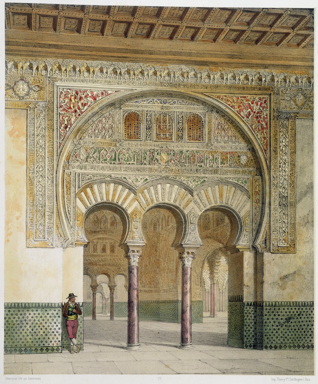 Galleriet til Lions Court ved Alhambra, Granada, 1853 av Leon Auguste Asselineau