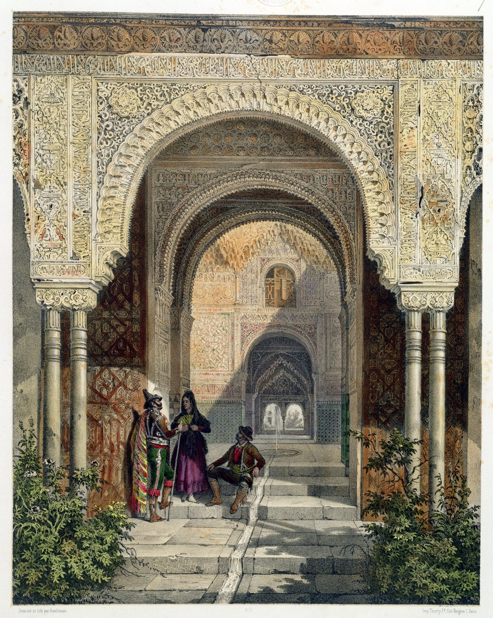 Rommet til de to søstrene i Alhambra, Granada, 1853 av Leon Auguste Asselineau