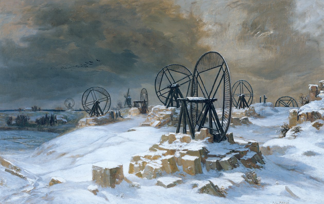 Groper ved Gentilly in the Snow, 1879 av Leon Auguste Melle