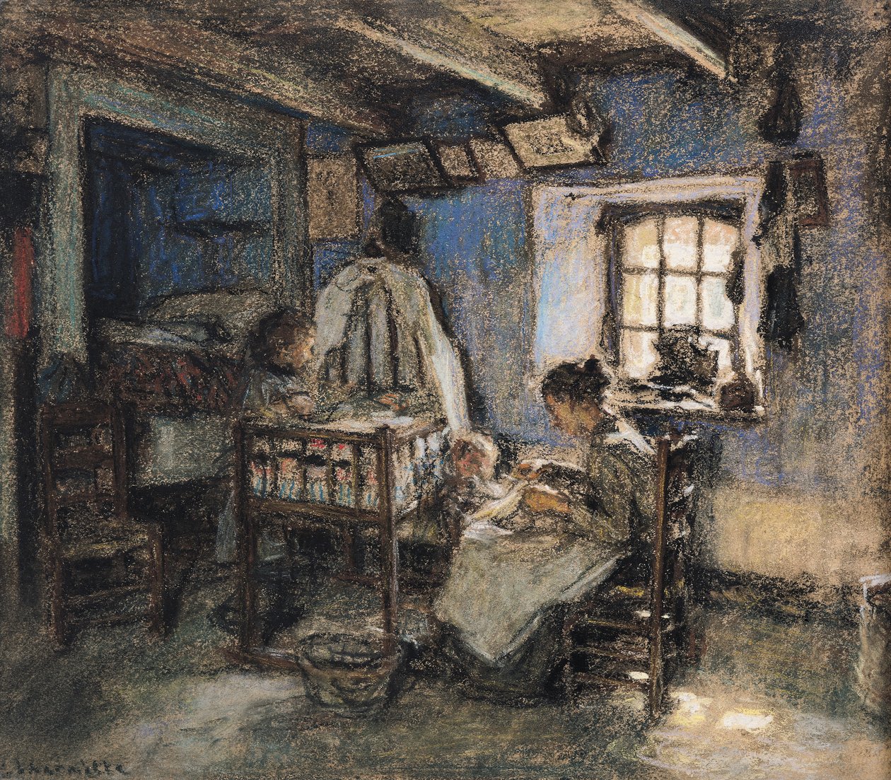 Innenriks interiør, Wissant, 1913 (pastell på papir) av Leon Augustin Lhermitte
