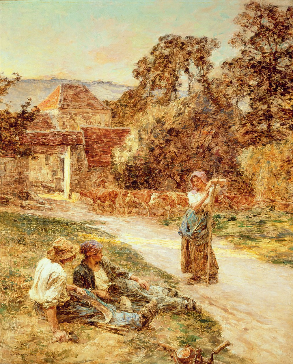 Sundown, Return of the Cattle, 1897 av Leon Augustin Lhermitte