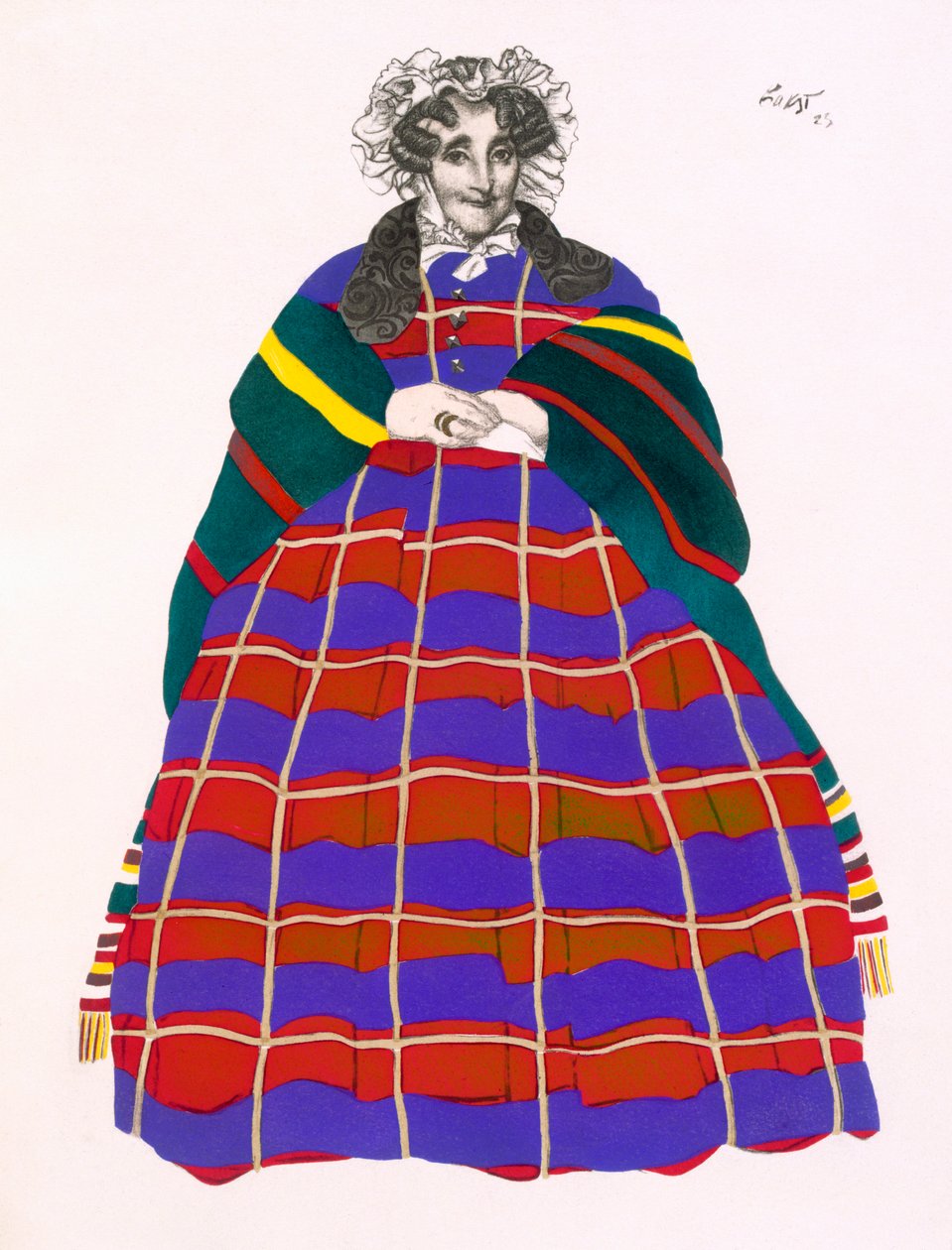 Kostymedesign for Madame Loenfowitch i Moskva i Olden Times, for Spektakel av russisk kunst, 1922 av Leon Bakst