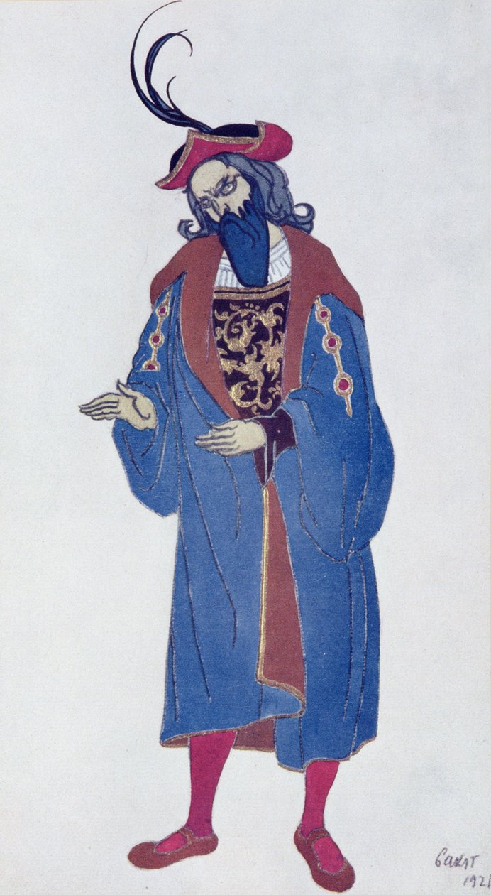 Kostymedesign for Blue-Beard, fra Sleeping Beauty, 1921 av Leon Bakst