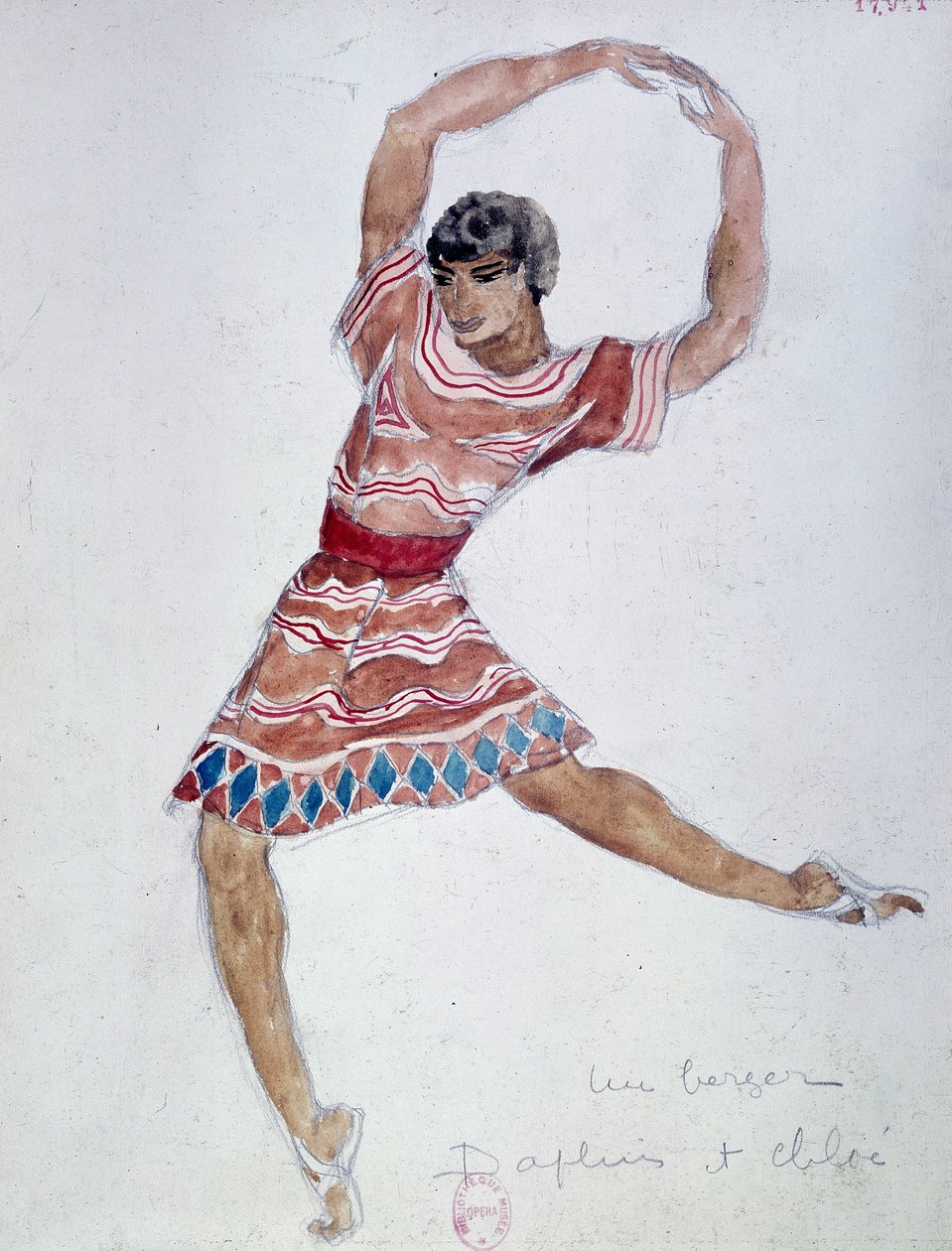 Kostymedesign for Mikhail Fokins ballett "Daphnis and Chloe", 1912 av Leon Bakst