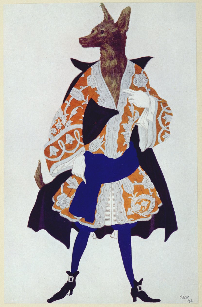 Kostymedesign for The Wolf, fra Sleeping Beauty, 1921 av Leon Bakst
