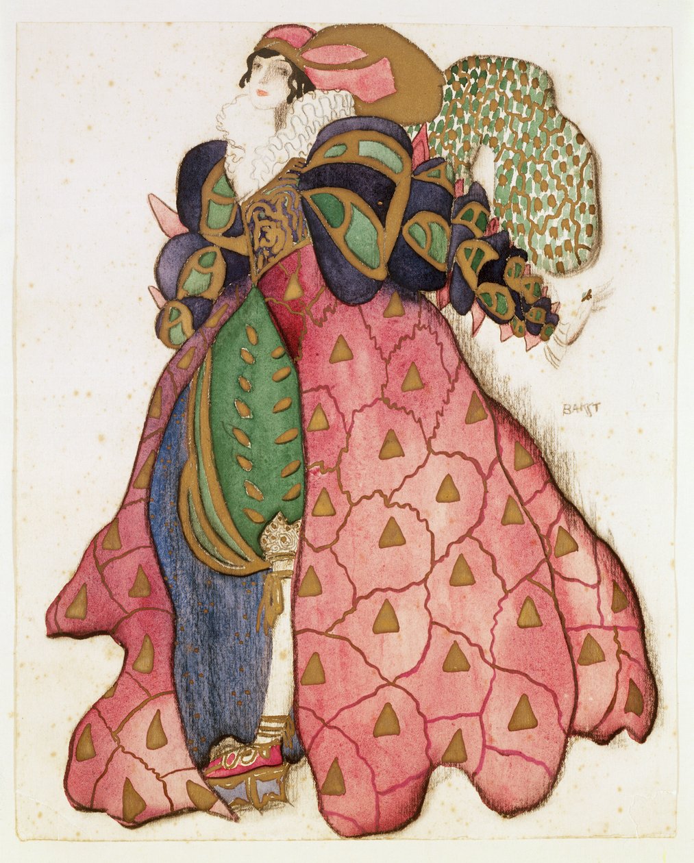 Kostymedesign for balletten 'La Legende de Joseph', 1914 (kull og gouache på papir) av Leon Bakst