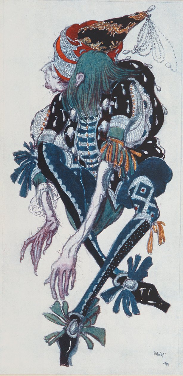 Kostymedesign for Pageboy of the wicked fairy Carabosse, fra Sleeping Beauty, 1918 av Leon Bakst