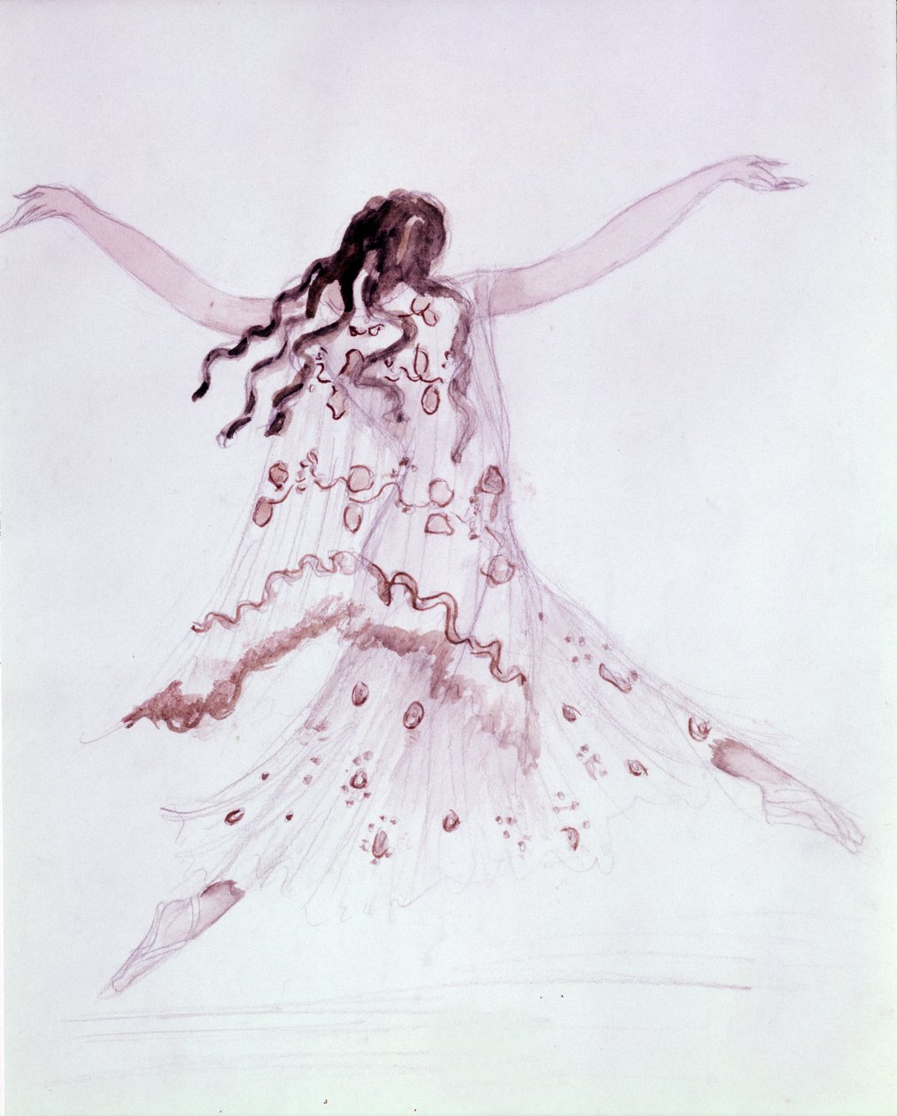 Kostymedesign for balletten "Daphnis et Chloe" av Ravel, ca. 1921 av Leon Bakst
