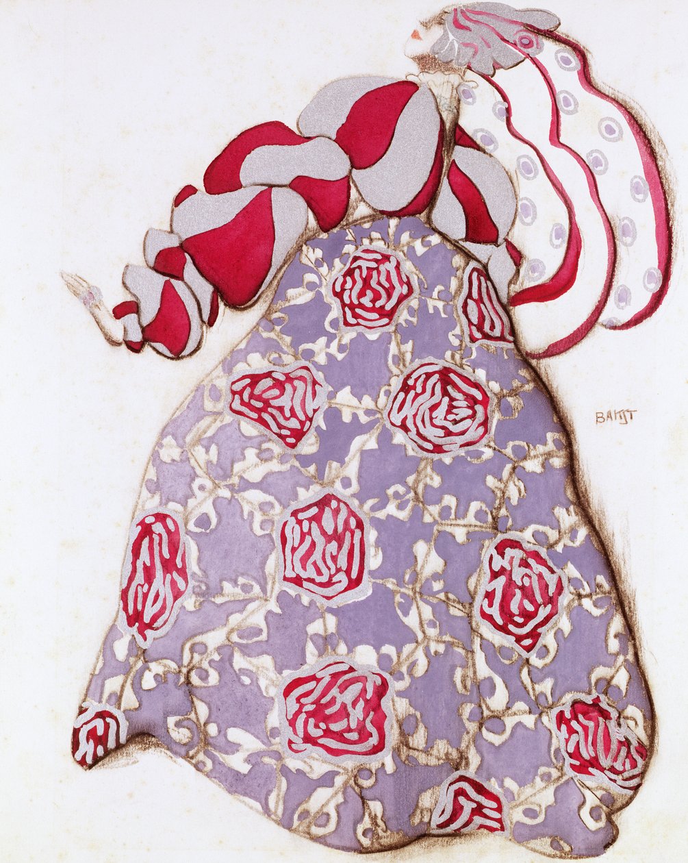 Kostymedesign for balletten La Legende de Joseph, 1914 (kull og gouache på papir) av Leon Bakst