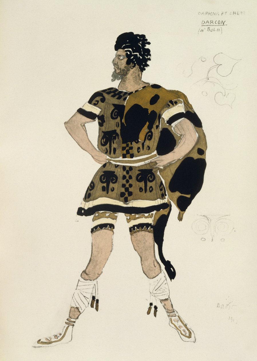 Kostyme for Darcon, fra Daphnis og Chloe, ca. 1912 av Leon Bakst