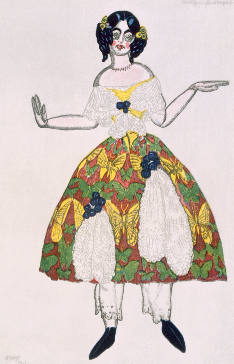 Kostyme for en kvinnelig dukke, fra La Boutique Fantastique, 1917 av Leon Bakst