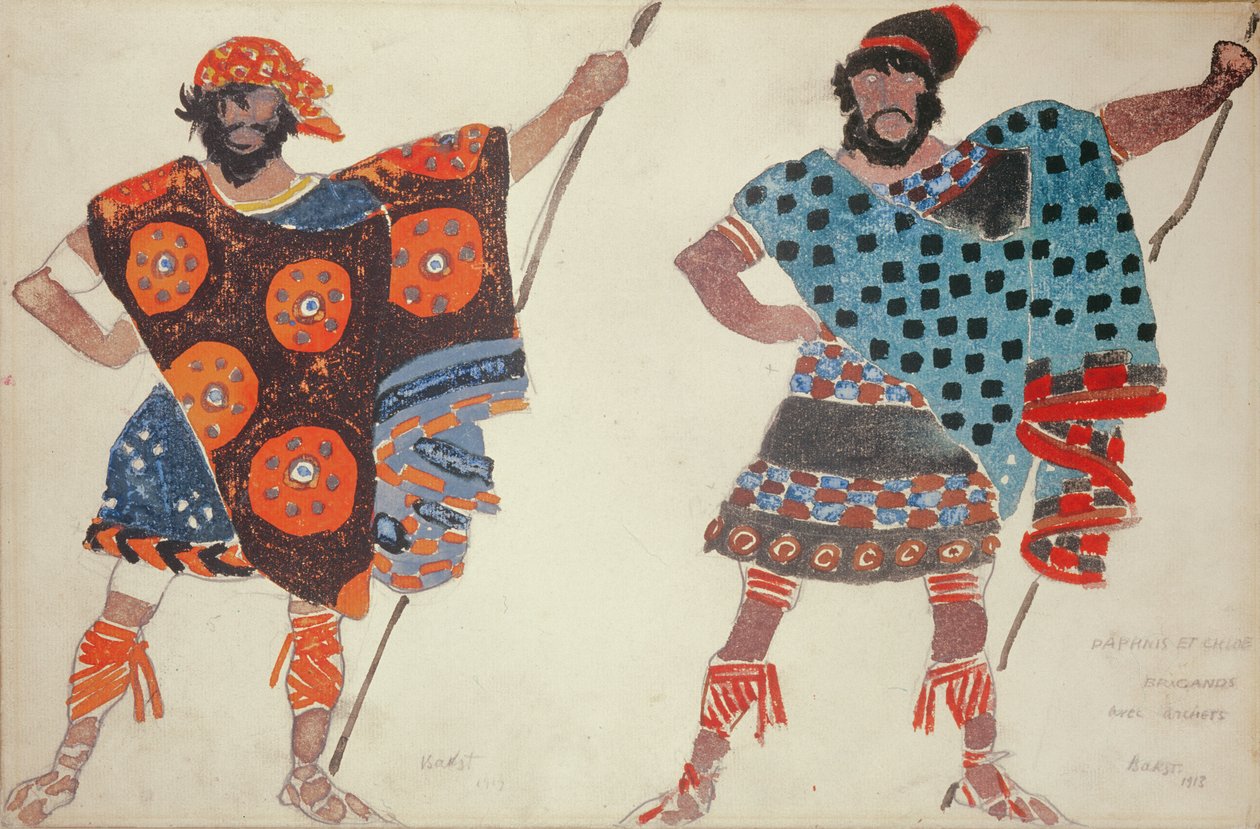 Piratkostymedesign for Daphnis og Chloe, 1913 (akvarell om bord) av Leon Bakst