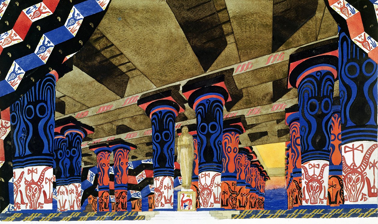 Scenografi for 'Phedre' av Jean Racine (1639-99) 1923 (blyant, wc og gouache på papir) av Leon Bakst