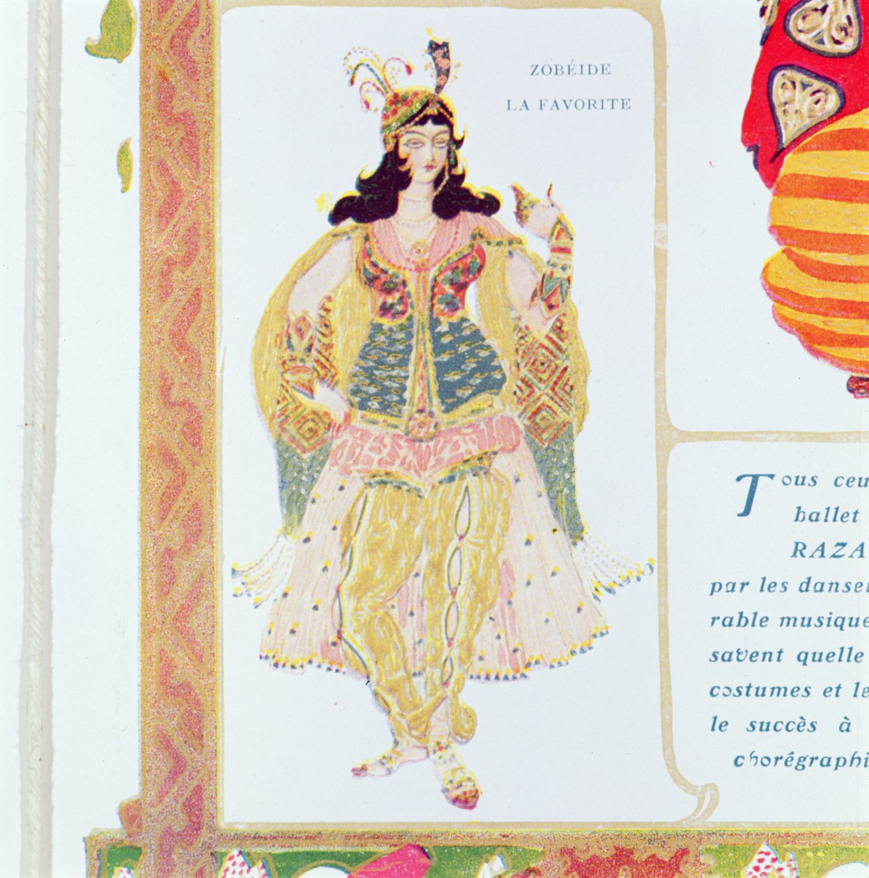 Zobeide, favorittkonkubinen og lederen av haremet til Shariar, kostymedesign for Diaghilevs produksjon av balletten 