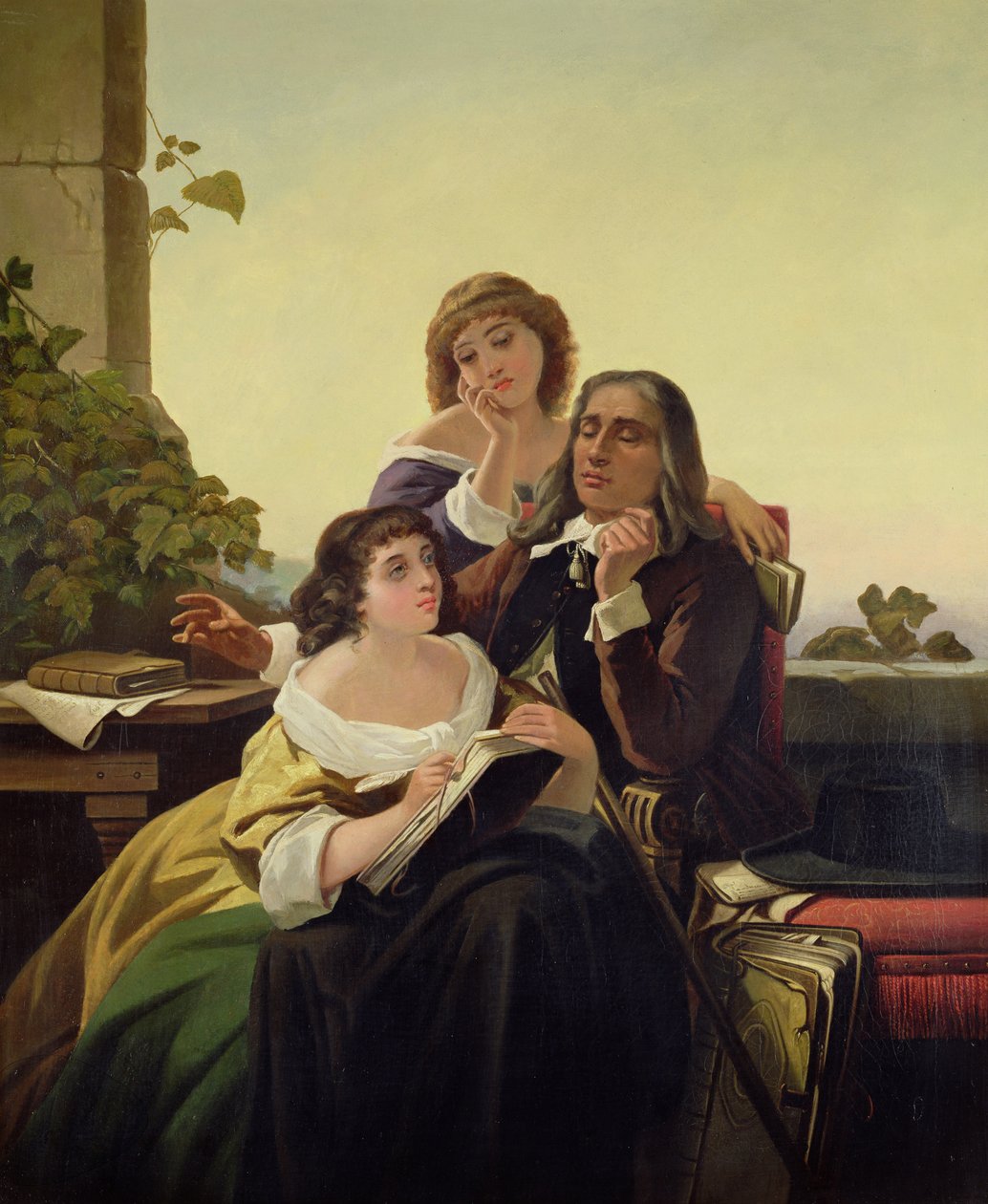 John Milton komponerer poesi av Leon Bortarel