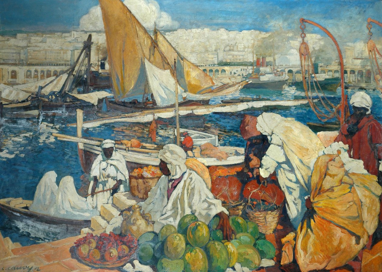 Alger La Blanche - Quay Scene, Alger, 1912 av Leon Cauvy