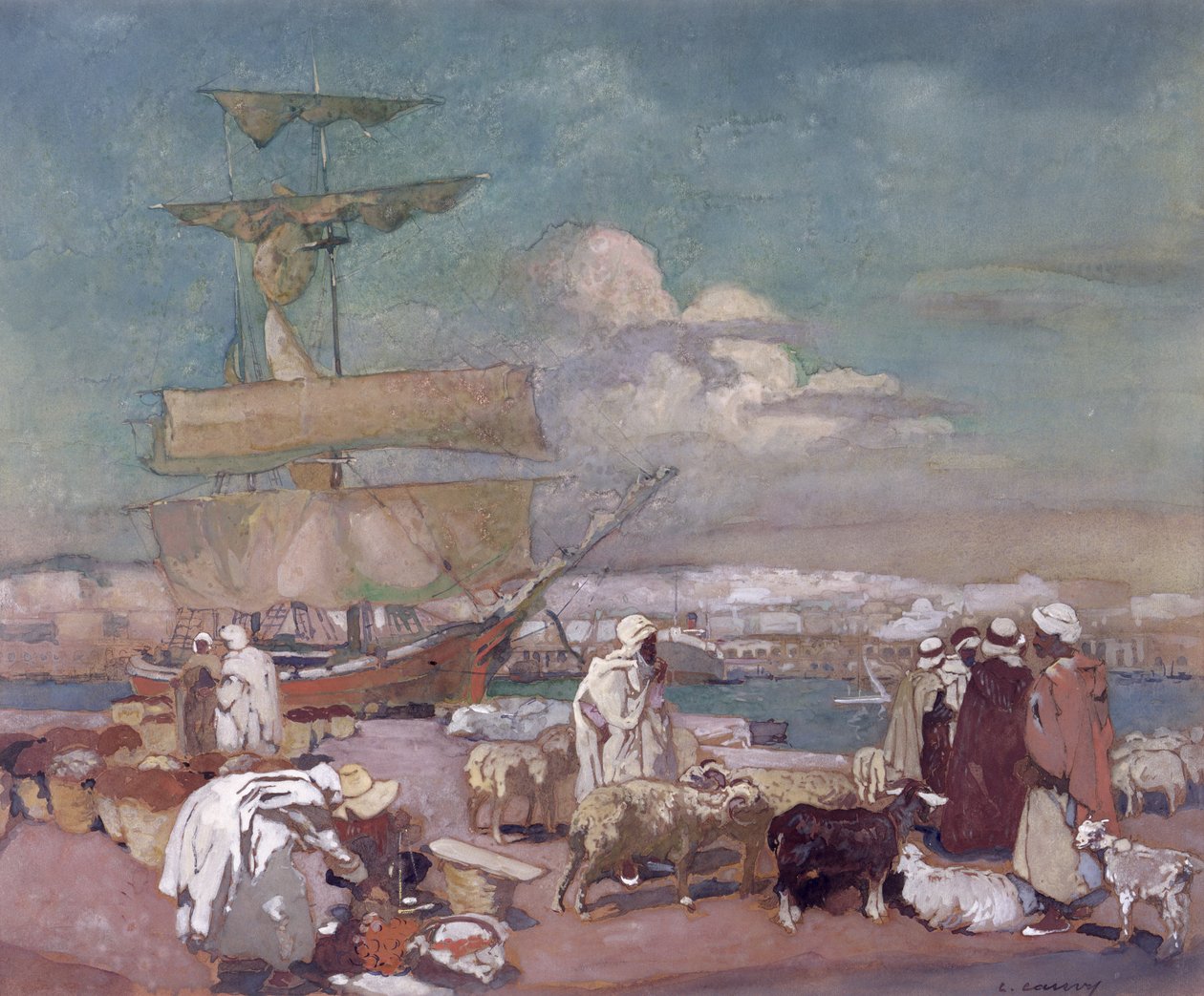 Havnen i Alger, ca. 1900 av Leon Cauvy