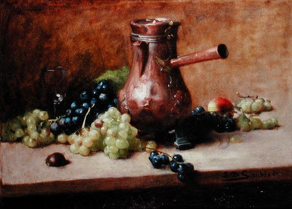 Stilleben med druer, 1881 av Leon Daniel Saubes