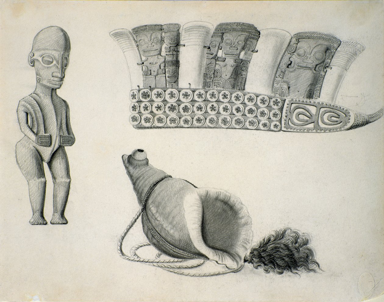Artefakter på Marquesasøyene, ca. 1844 av Leon Duchamp