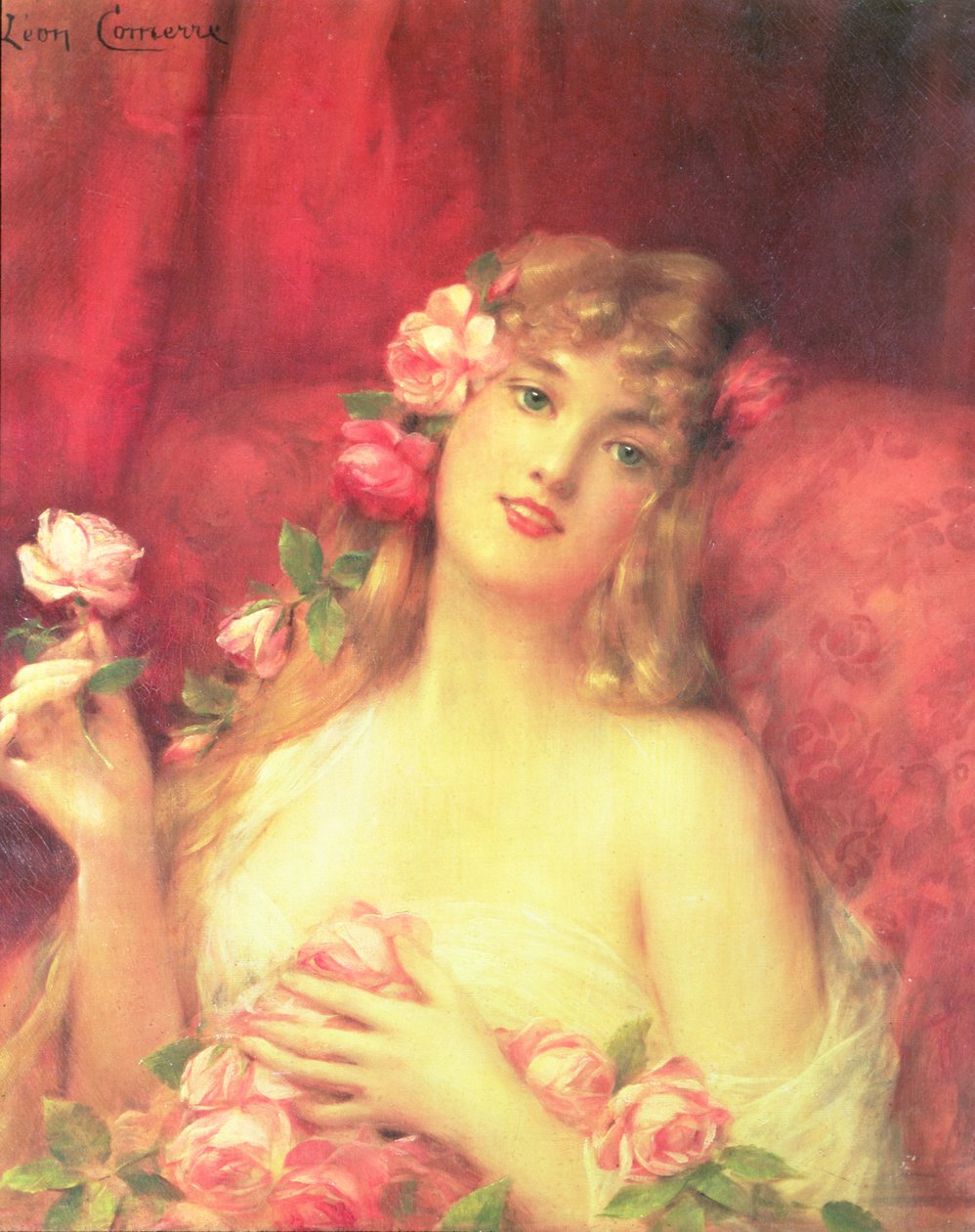 Kvinne med en rose av Leon Francois Comerre