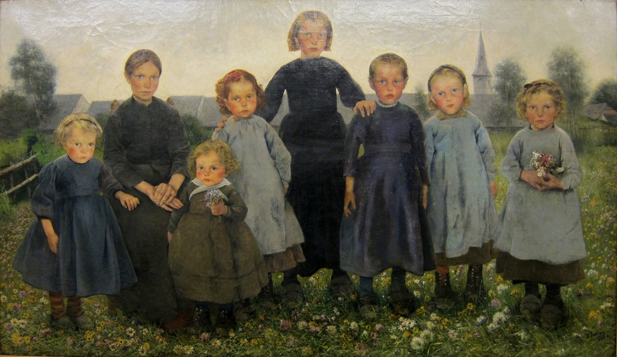 Jentene i serien Les ages du paysann av Léon Frédéric
