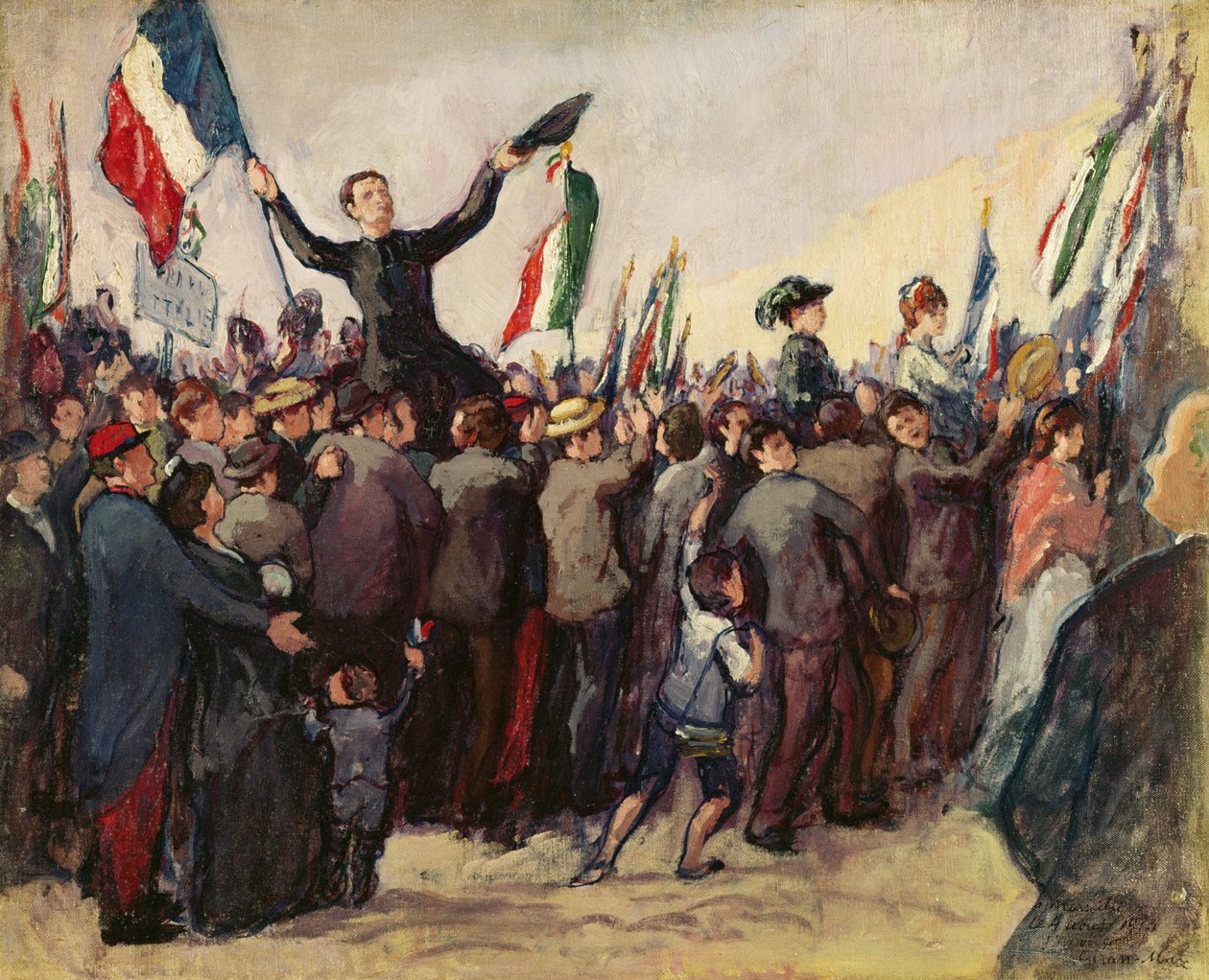 Italienske frivillige ankom Marseilles for å melde seg inn i den franske hæren 4. august 1914 av Leon Giran Max