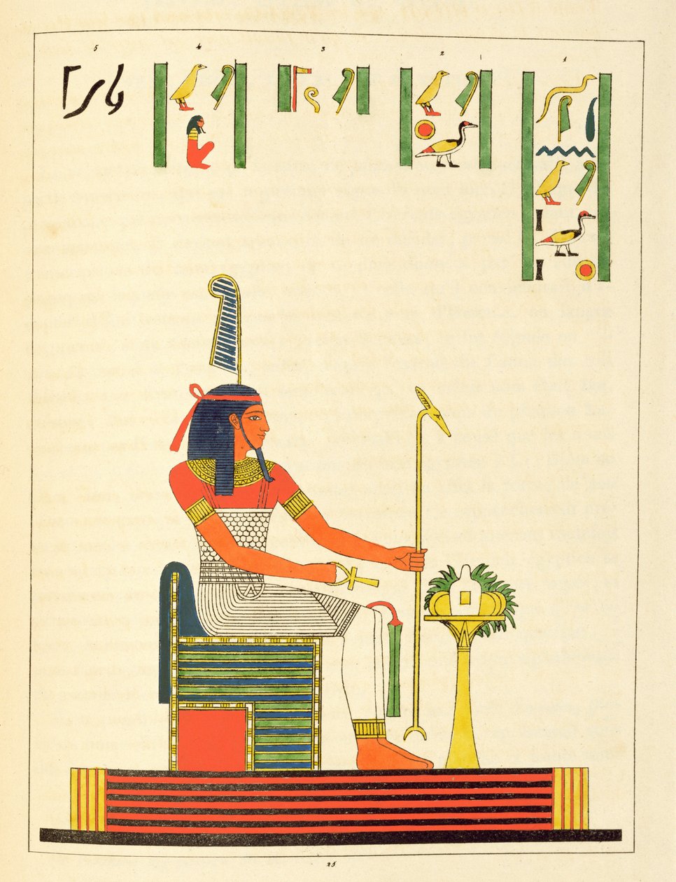 Guden Shu, illustrasjon fra Egyptian Pantheon: samling av mytologiske karakterer fra det gamle Egypt av Jean-Francois Champollion, utgitt 1823-25 av Leon Jean Joseph Dubois
