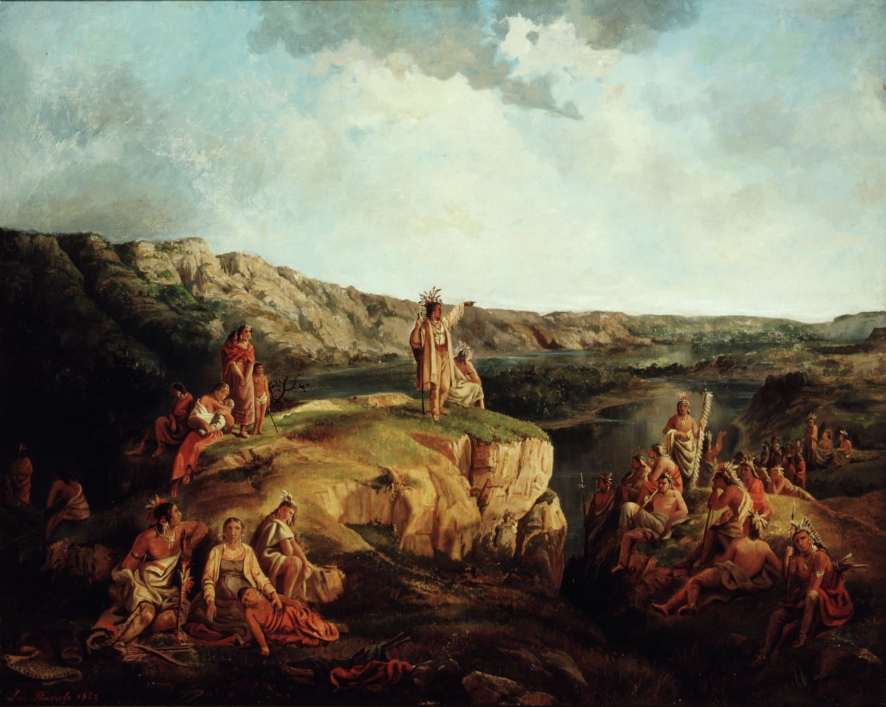 Vestlig landskap med indianere, 1852 av Leon Pomarede