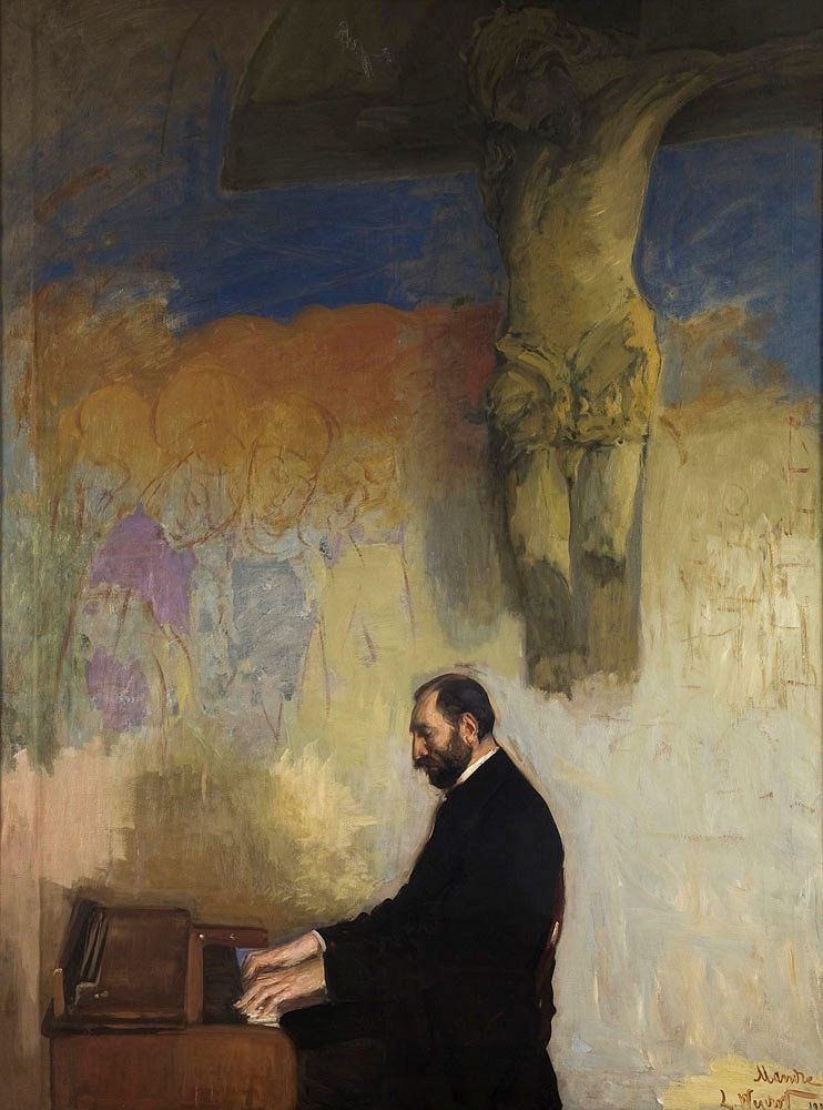 Portrett av Feliks Jasienski ved orgelet av Leon Wyczokowski