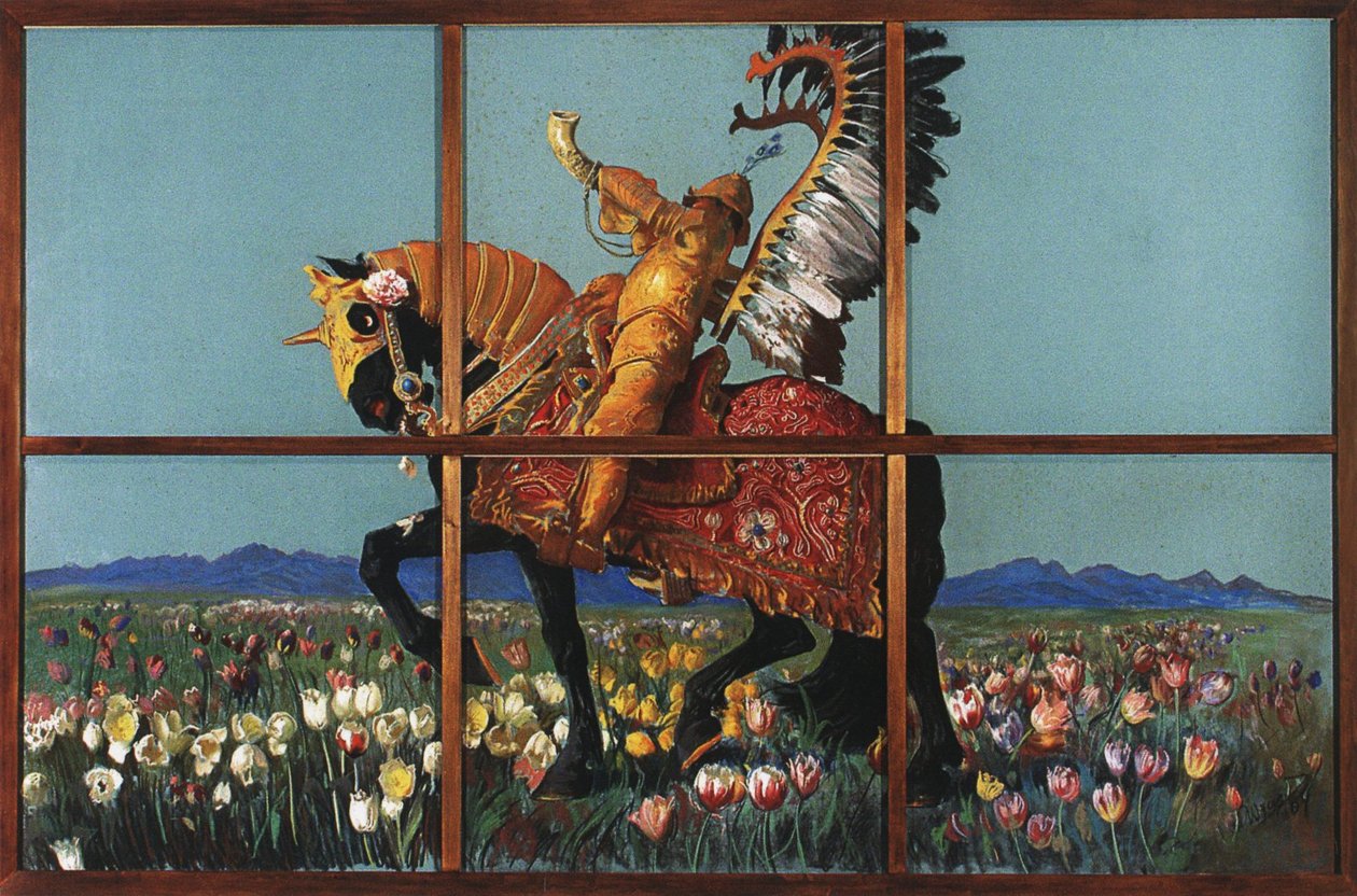 Ridder blant blomster. av Leon Wyczokowski
