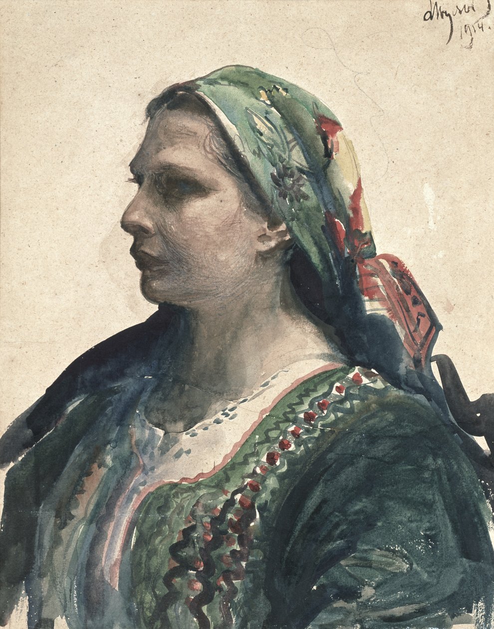 Kvinne i Krakowien-korsett, 1914 av Leon Wyczolkowski