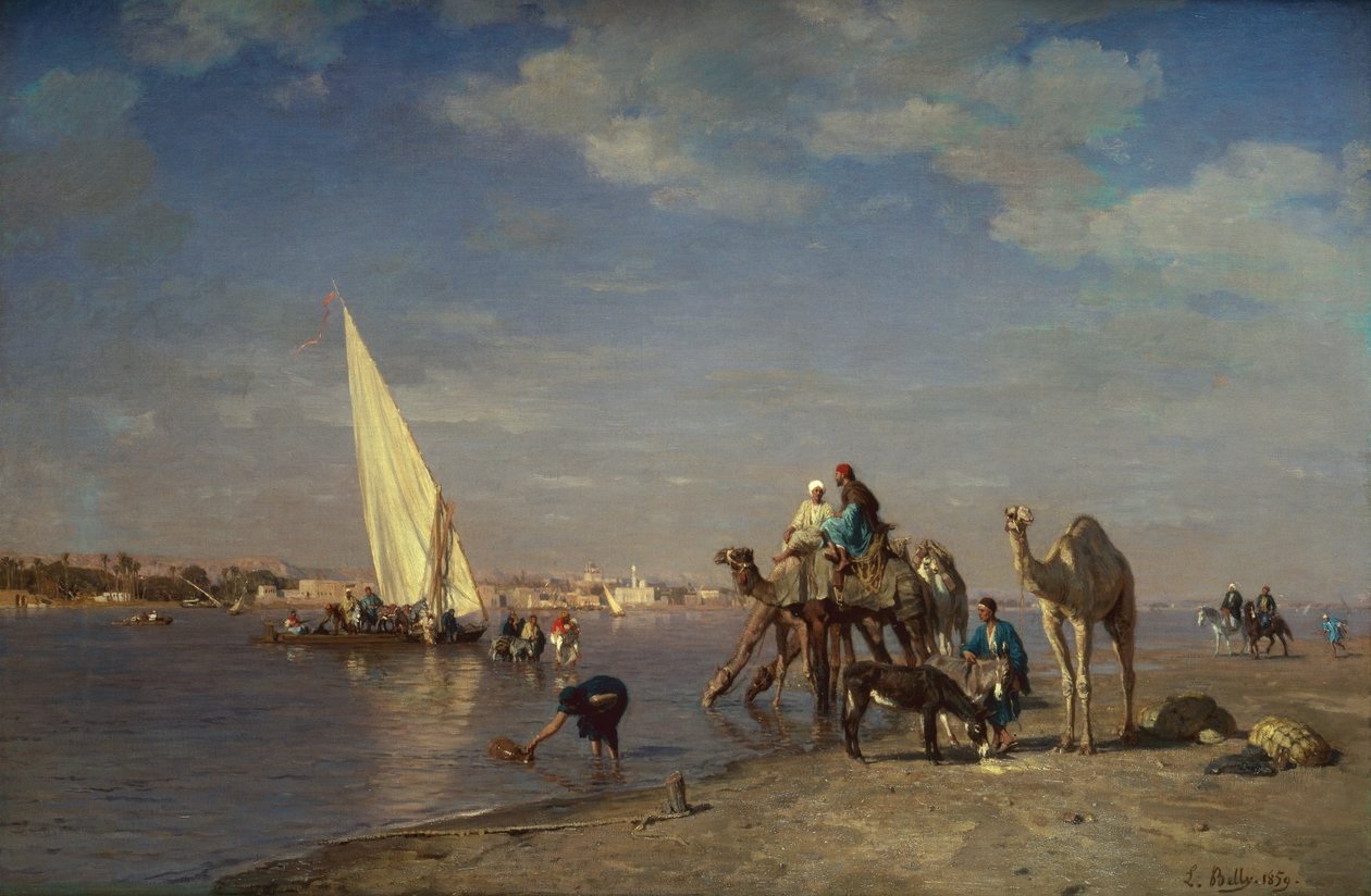 Scene ved Nilen av Leon Auguste Adolphe Belly