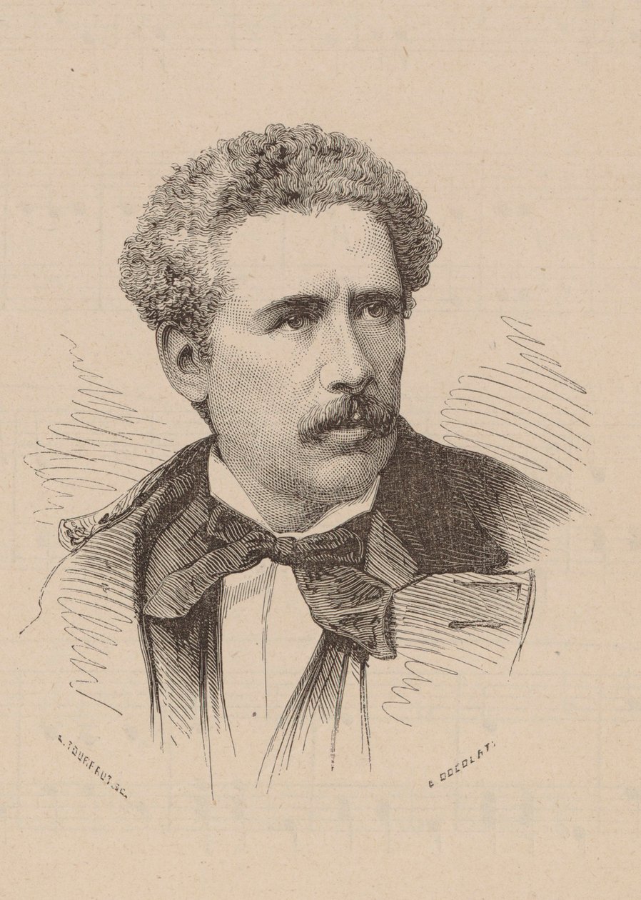 Portrett av komponisten Olivier Métra 1830-1889. av Leon Alexandre Tourfaut