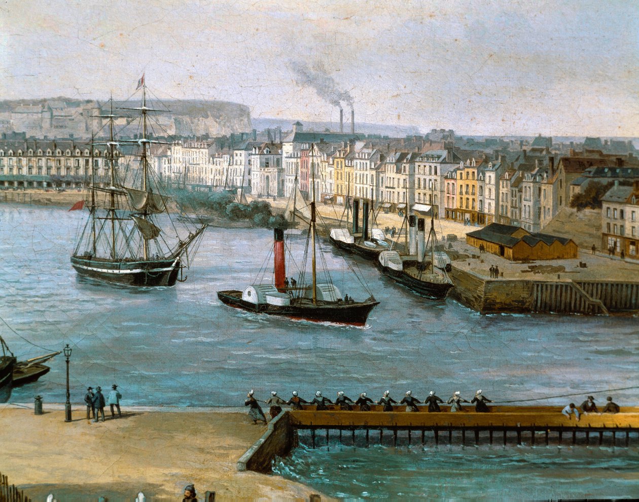 Utsikt over havnen i Dieppe Maleri av Leon Auguste Asselineau (1808-1889) Rundt 1860 Musee de Dieppe (Seine maritime) av Leon Auguste Asselineau
