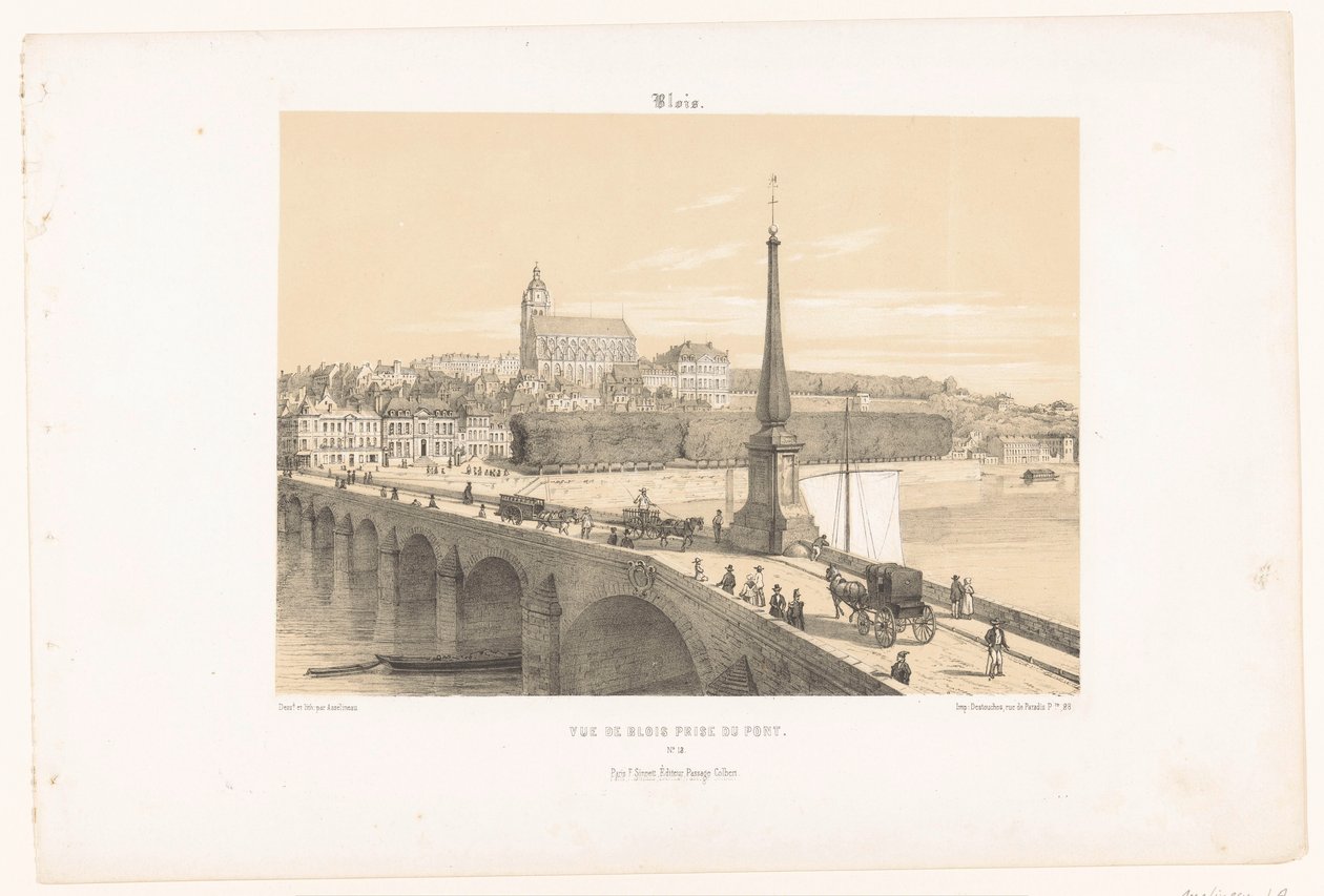 Utsikt over Blois fra broen Vue de Blois prize du pont (tittel på objekt) Contemporary France (serietittel) La France de nos jours (serietittel) av Leon Auguste Asselineau
