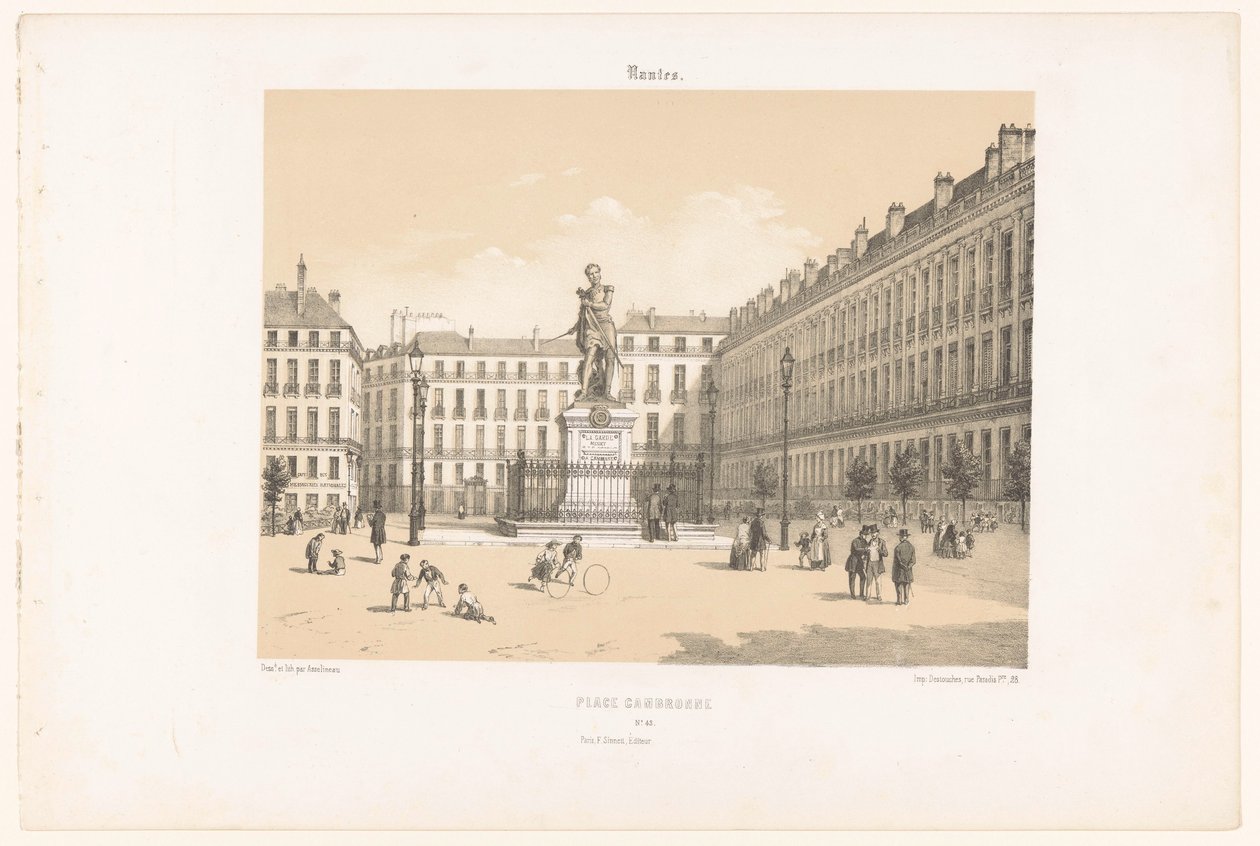 Utsikt over Cours Cambronne i Nantes Nantes. Place Cambronne (tittel på objekt) Contemporary France (serietittel) La France de nos jours (serietittel) av Leon Auguste Asselineau