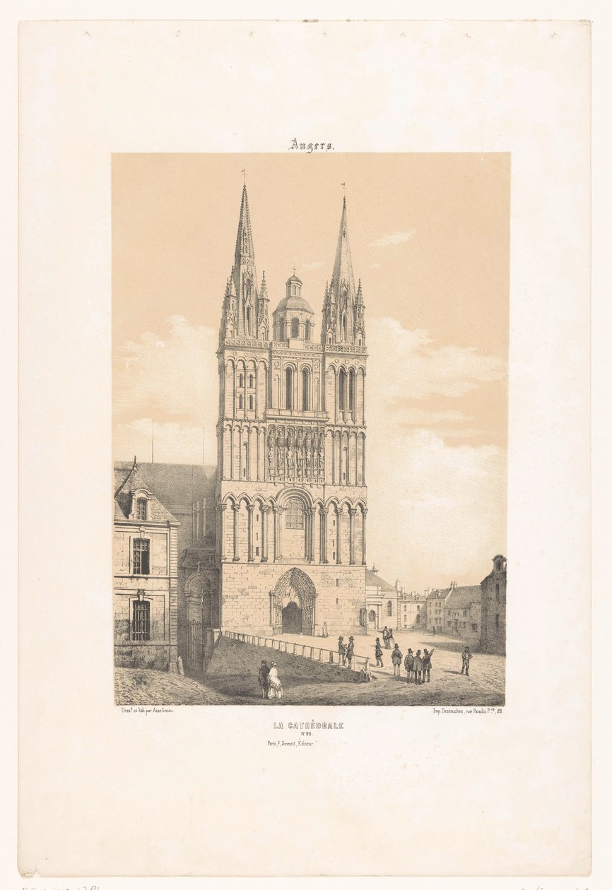 Utsikt over katedralen i Angers Angers. La cathédrale (tittel på objekt) Contemporary France (serietittel) La France de nos jours (serietittel) av Leon Auguste Asselineau